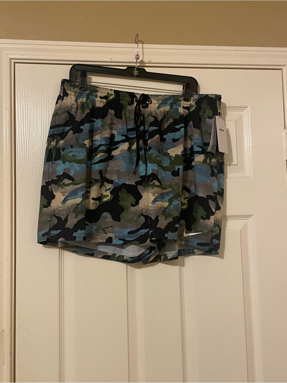 Nike Mens Camouflage Print Drawstring Shorts - Blue Green Camo